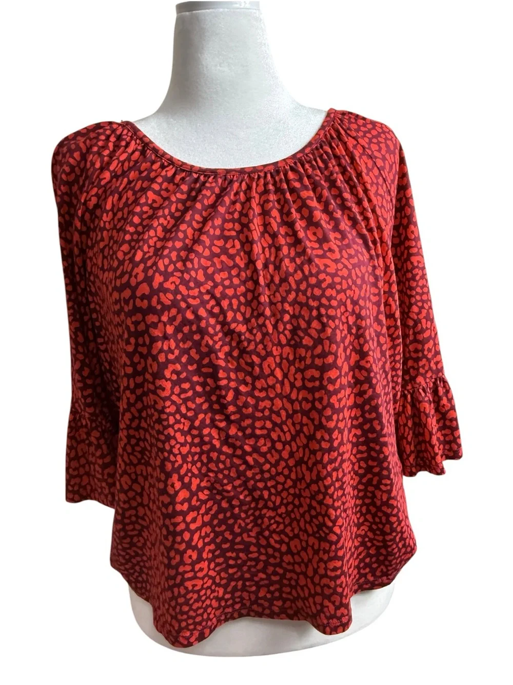 Michael Kors Red Printed Scoop Neck Blouse size medium